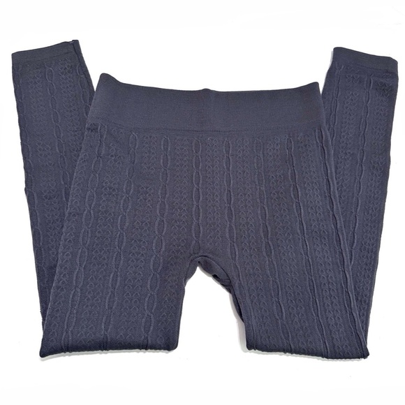 Shosho Fleece Lined Leggings in Dark Gray Size Small Medium Knit-Effect - Picture 1 of 8